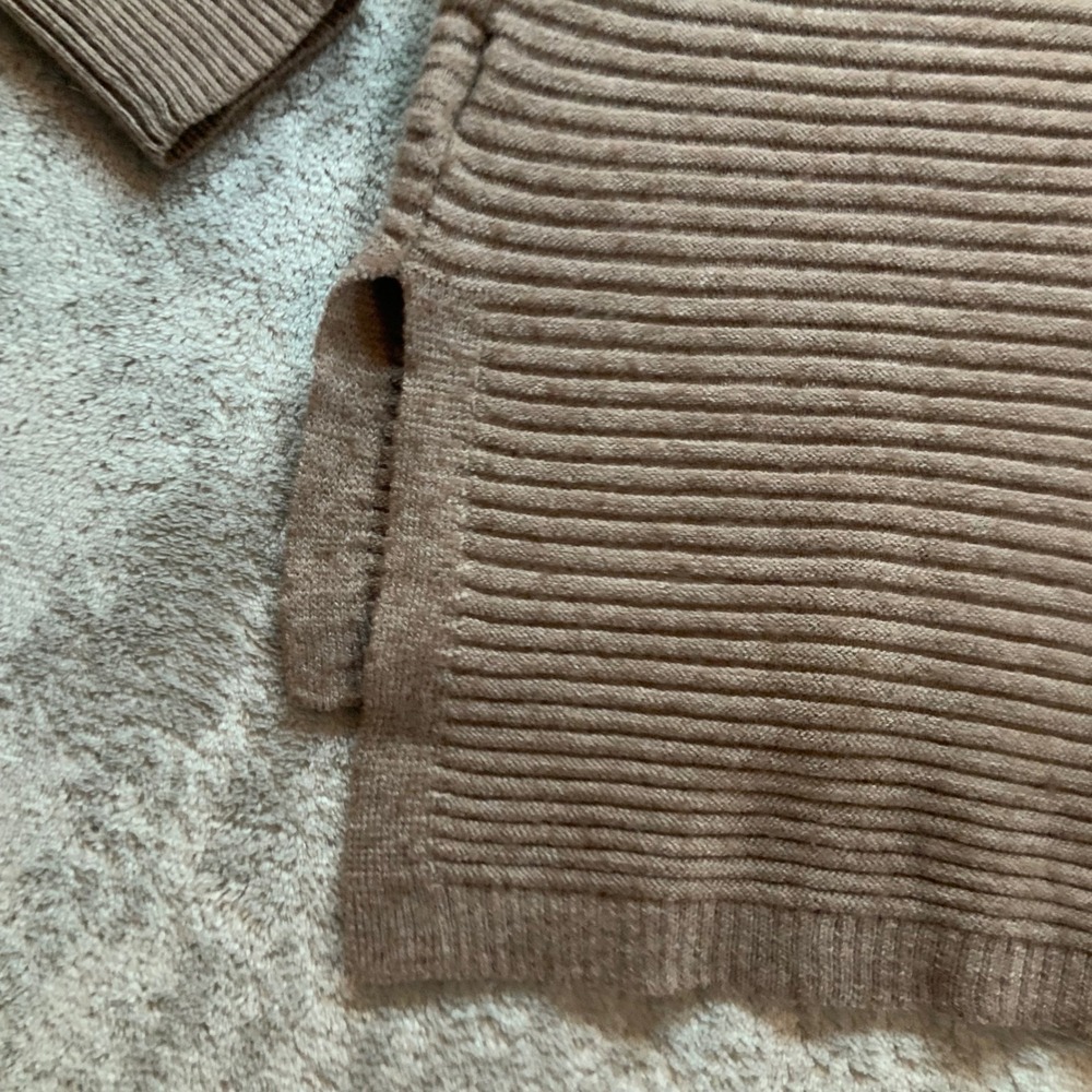Tahari Womens Merino Wool Blend Ribbed Back Button Sweater Tan Brown XS - Picture 8 of 9